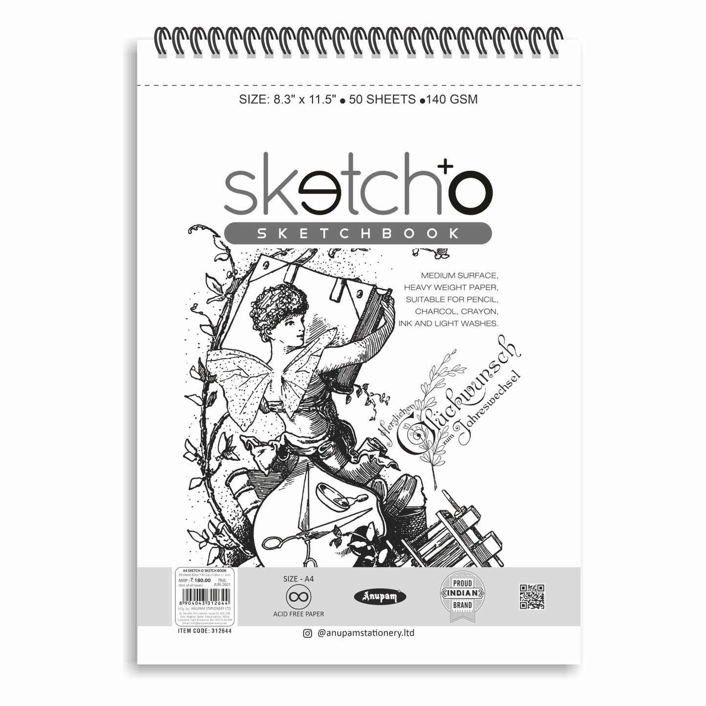 Anupam Sketch-O Sketch Drawing Book (Soft Cover) A4 – 140GSM